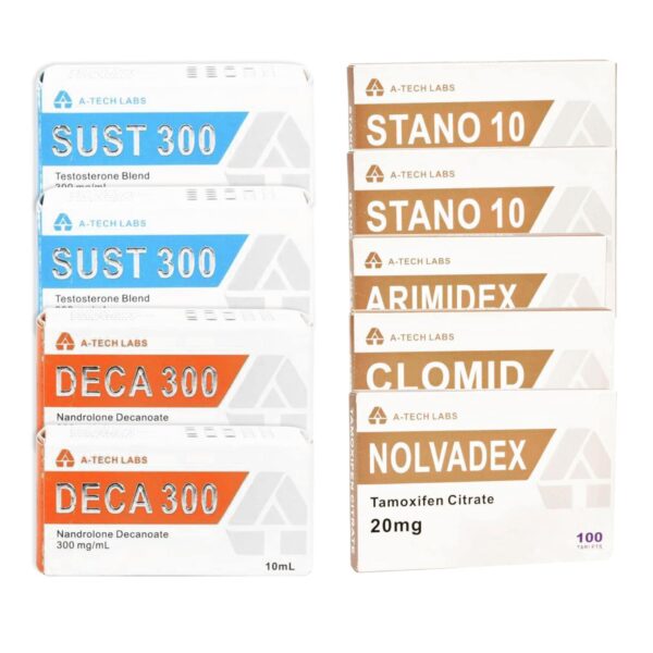 مجموعة بناء العضلات الخالية من الدهون (حقن فموية) سوستانون + ديكا + وينسترول (8 أسابيع) من شركة A Tech