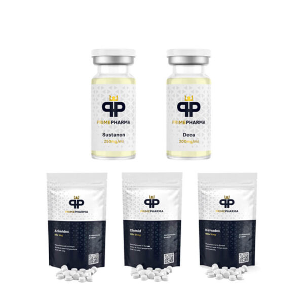 مجموعة زيادة الكتلة العضلية من المستوى الأول (حقن) سوستانون 250 + ديكا دورابولين 250 (8 أسابيع) برايم فارما