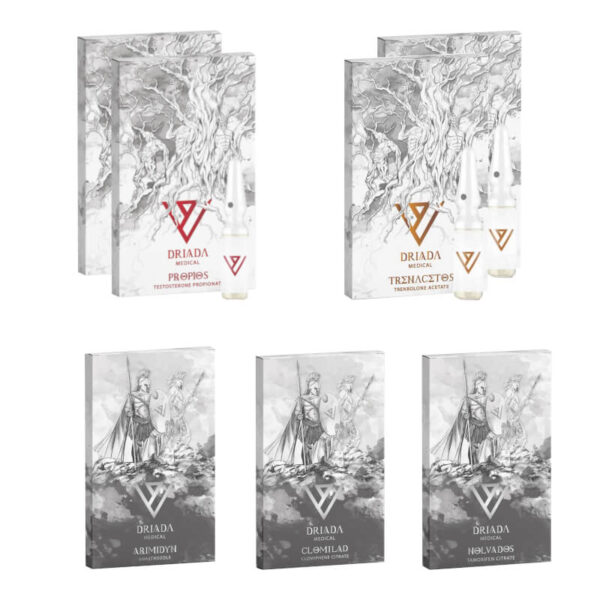مجموعة DRIADA MEDICAL لزيادة الكتلة العضلية الخالية من الدهون: بروبيونات التستوستيرون، أسيتات ترينبولون (6 أسابيع)