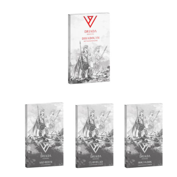 مجموعة زيادة الكتلة العضلية (عن طريق الفم) ديانابول + حماية + علاج ما بعد الدورة (4 أسابيع) دريادا ميديكال