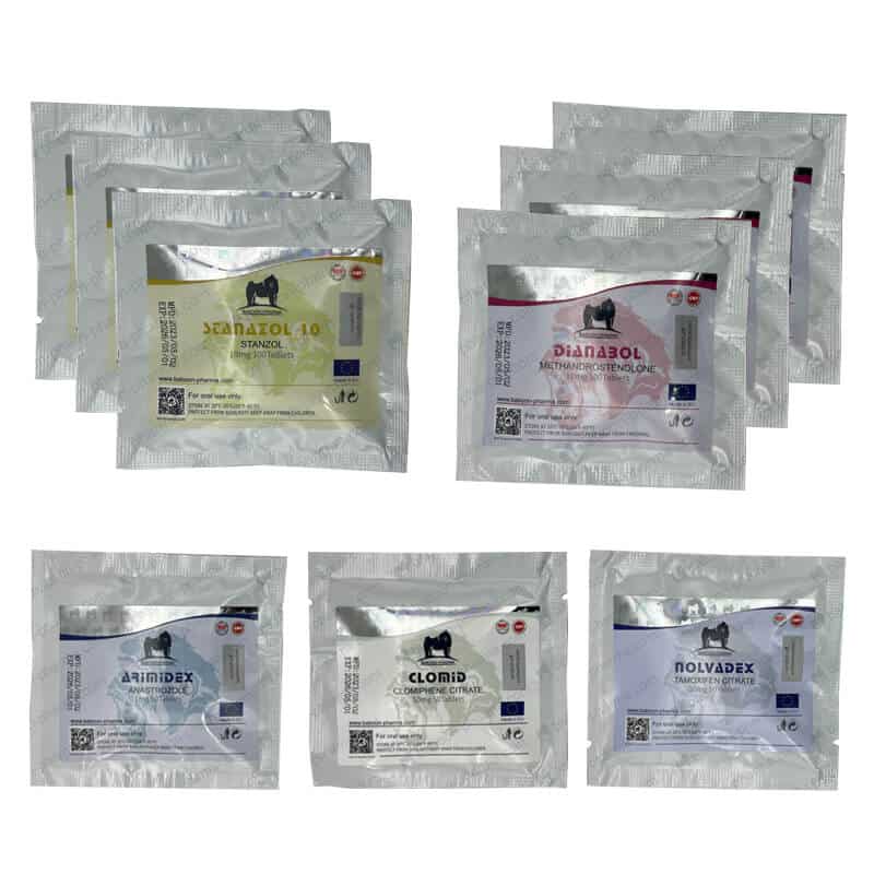 مجموعة لزيادة كتلة العضلات الخالية من الدهون: ستيرويدات فموية ديانابول وينسترول، 8 أسابيع، بابون فارما