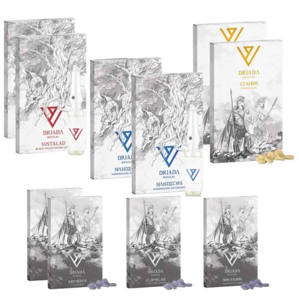 مجموعة بناء الكتلة العضلية (حقن فموية) لمدة 8 أسابيع: سوستانون، ديكا، وينسترول، دريادا ميديكال 2